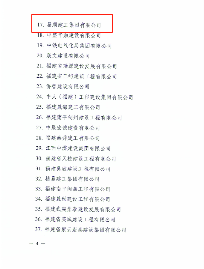 易順建工集團有限公司被南平市人民政府通報表揚！